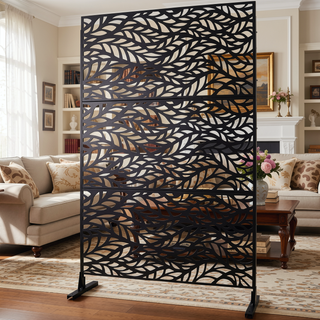 Sunvega Freestanding Metal Privacy Screen 76" H x 48" W for Indoor Outdoor Use