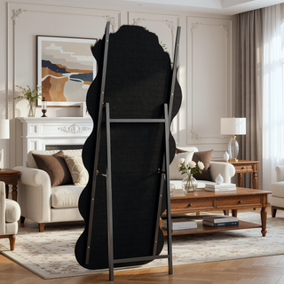 Sunvega Flannel Wavy Full Length Floor Mirror with Stand for Bedroom or Living Room