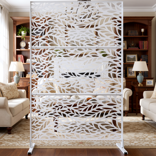 Sunvega Freestanding Metal Privacy Screen 76" H x 48" W for Indoor Outdoor Use