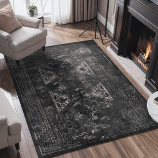 Sunvega Machine Washable Low-Pile Non-Slip Area Rug for Living Room Bedroom Kitchen