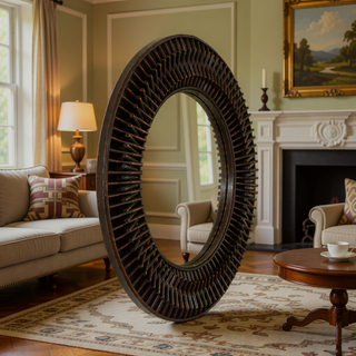 Sunvega Sunburst-Shaped PU Art Decorative Wall Mirror for Bathroom Bedroom