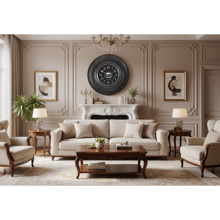 Sunvega 20 Inch Round Charcoal Grey Transitional Wall Clock with Quartz Movement
