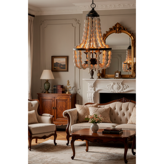 Sunvega Large Vintage Beaded 4-Light Chandelier for Kitchen Dining Room Foyer