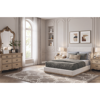 Sunvega Sand Colored Beveled Glass Poster Mirror with Metal Accents