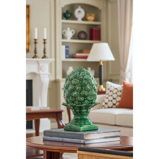 Sunvega Vintage Green Ceramic Blooming Artichoke Accent for Dining Room