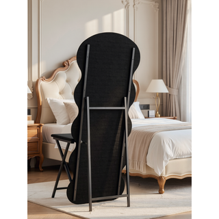 Sunvega Flannel Wavy Full Length Floor Mirror with Stand for Bedroom or Living Room