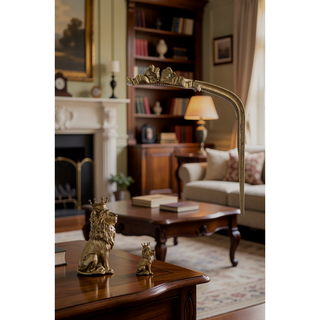 Sunvega Baroque Gold Arched Full Length Mirror with Scrollwork Crown for Living Room