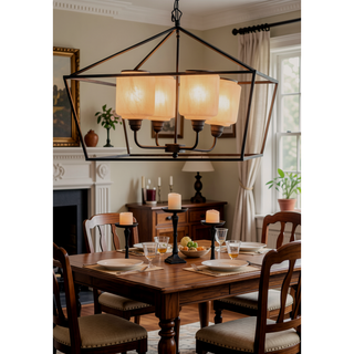 Sunvega Sleek Industrial Style Iron and Glass Chandelier for Kitchen Dining Room