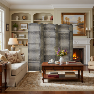Sunvega 6 Panel Folding Privacy Screen with Hand-Woven Style for Home Office