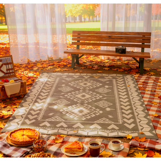 Sunvega Reversible Outdoor Rug with Protective Coating and Strap Stakes for Patio