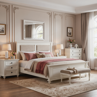 Sunvega Elegant Silver Champagne Nightstand with Two Ample Drawers for Snug Areas