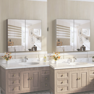 Sunvega Wall Mounted Medicine Cabinet with Mirror and Adjustable Storage Shelves