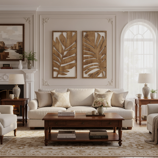 Sunvega Monstera Leaf Design Two-Tone Wood Wall Art Panel Set of 2