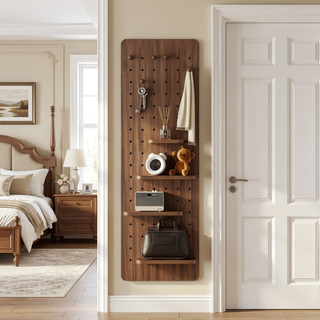 Sunvega Wall Mounted Full Length Mirror with Shelf and Hook Multifunctional Design Panel