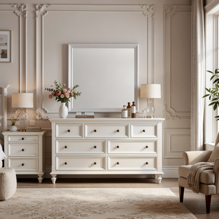 Sunvega Silver Champagne Nightstand with Two Spacious Drawers for Bedroom
