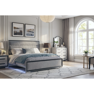 Sunvega Sleek Silver Finish Nightstand With Integrated Speaker and Cooler