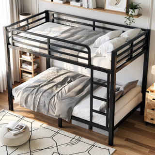 Sunvega Metal Full over Full Bunk Bed for Teens and Adults with Noise Reduction and Storage