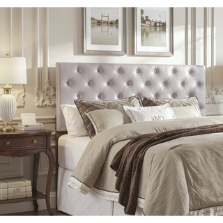 Sunvega Pink Faux Leather Tufted Panel Headboard with Adjustable Height