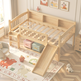 Sunvega Twin Loft Bed with Storage Shelves, LED Lights and Full Guardrails, Pink
