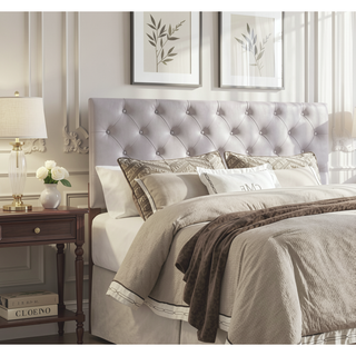 Sunvega Pink Faux Leather Tufted Panel Headboard with Adjustable Height