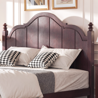 Sunvega Vintage Queen Bed Frame with Headboard and Slats Support