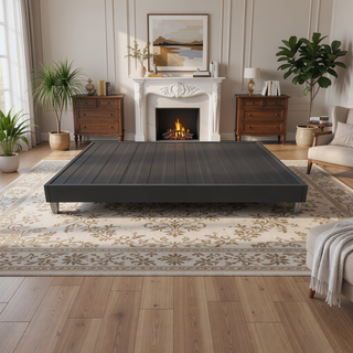 Sunvega Easy Assembly Modern Faux-Wood Legs Fabric Covered Twin Bed Frame