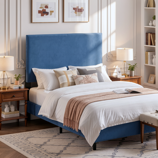 Sunvega White Faux Leather Upholstered Queen Bed with Adjustable Headboard
