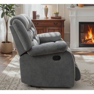 Sunvega Microfiber Fabric Recliner Chair with Lumbar Support and Stainless Steel Base