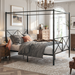 Sunvega Sturdy Full Metal Platform Bed Frame with X Shaped Support and Storage