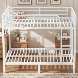Sunvega Metal Full over Full Bunk Bed for Teens and Adults with Noise Reduction and Storage