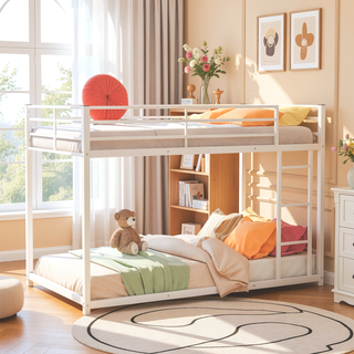 Sunvega Full over Full Metal Bunk Bed with Ladder and Guardrail for Bedroom