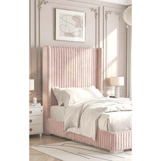 Sunvega Contemporary White Fur Chenille Fabric Mattress Ready Queen Size Bed