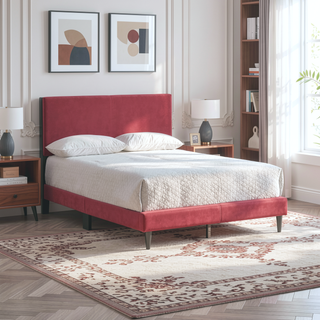 Sunvega White Faux Leather Upholstered Queen Bed with Adjustable Headboard