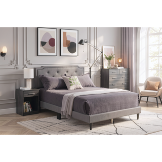 Sunvega Stylish Casual Gray Queen Bed Frame with Durable Support