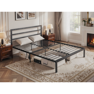 Sunvega Full Metal Bed with Sturdy Steel Structure for Modern Bedroom