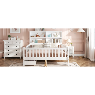 Sunvega Twin Solid Wood Platform Bed with Chalkboard Headboard and Storage Drawers