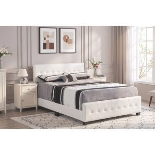Sunvega Elegant Transitional Queen Bed in White with Chic Finish and Sturdy Build