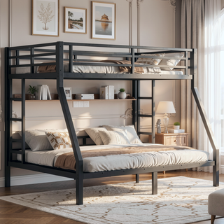 Sunvega Twin over Full Bunk Bed with Noise Reduction and Underbed Storage for Teens and Adults