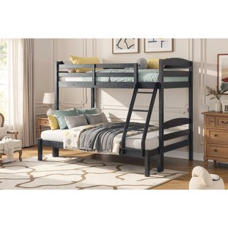 Sunvega Twin over Twin Bunk Bed with Guard Rails in Black Finish