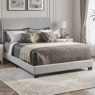 Sunvega Low Profile Leatherette Upholstered Twin Panel Bed with Stitched Details