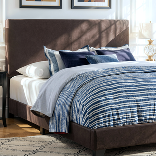 Sunvega Low Profile Leatherette Upholstered Twin Panel Bed with Stitched Details