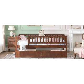 Sunvega Twin Size Daybed with Two Drawers Made of Solid Pine Wood