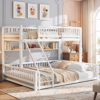 Sunvega Heavy Duty Twin XL over Queen Metal Bunk Bed Frame with Safety Guardrails