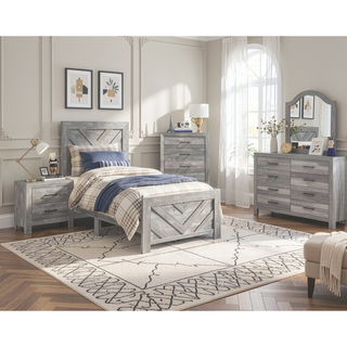 Sunvega Natural Finish Full Bed with Headboard Footboard and Rails