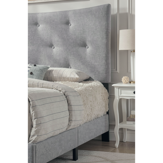 Sunvega Queen Bed with Upholstered Headboard and Low-Profile Footboard