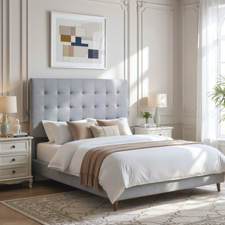 Sunvega Classic Geometric Square Tufted Headboard with Adjustable Height for Queen Bed