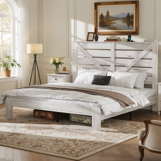 Sunvega Full Size Metal Platform Bed Frame with Headboard and Under Bed Storage