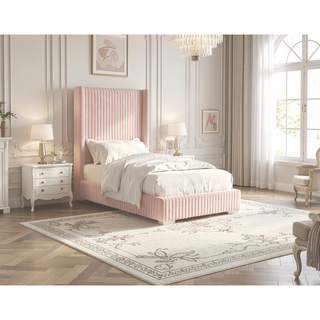 Sunvega Contemporary White Fur Chenille Fabric Mattress Ready Queen Size Bed