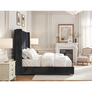 Sunvega Contemporary White Fur Chenille Fabric Mattress Ready Queen Size Bed