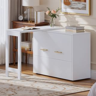 Sunvega Twin Size Murphy Cabinet Bed with Adjustable Desk and Foldable Cushion